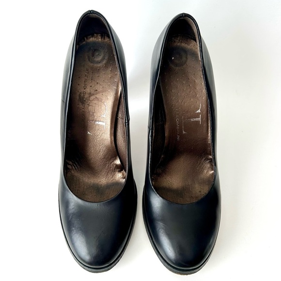 AGL Attilio Giusti Leombruni Lucite Heel Pumps Black Leather Platform Size 39 - Picture 9 of 13